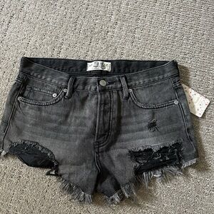 Women's Distressed Black Denim Shorts